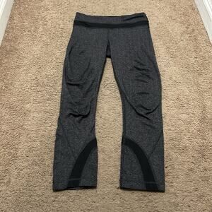 Lululemon Women's Pants Size 4 Run Inspire Crop II Luxtreme Gray Herringbone